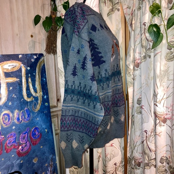 Vintage Pendleton 80s 90s Deer Buck Antlers Embroidered Wool Sweater Large - Picture 3 of 8